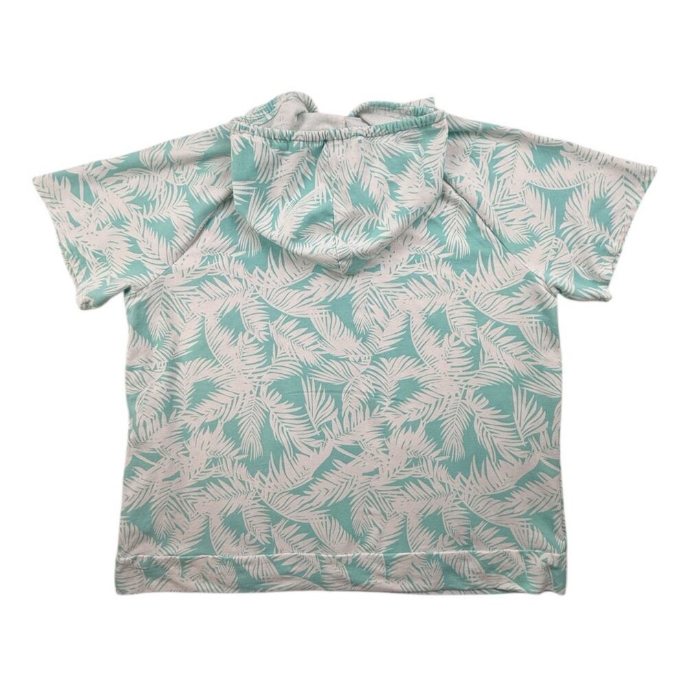 Belle Beach by Kim Gravel French Terry Short Sleeve Hoodie Light Aqua Palm XL - Picture 7 of 12